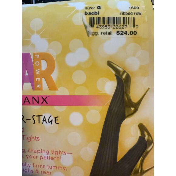 Spanx Star Power Center Stage Ribbed Row Shaping Tights, Black, Plus Size G, NWT - Picture 5 of 5